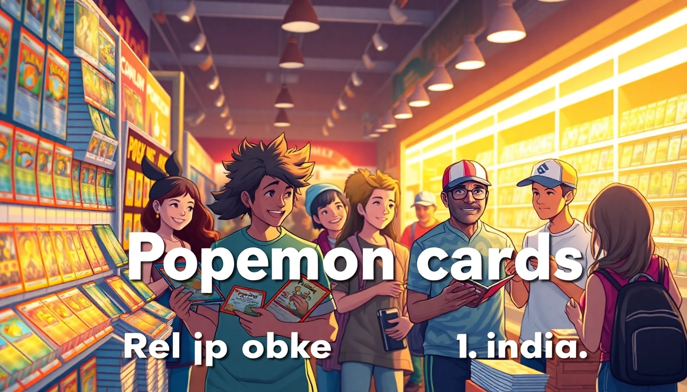 Discover real Pokemon cards India at an inviting store, showcasing collectors engaged with vibrant trading cards.
